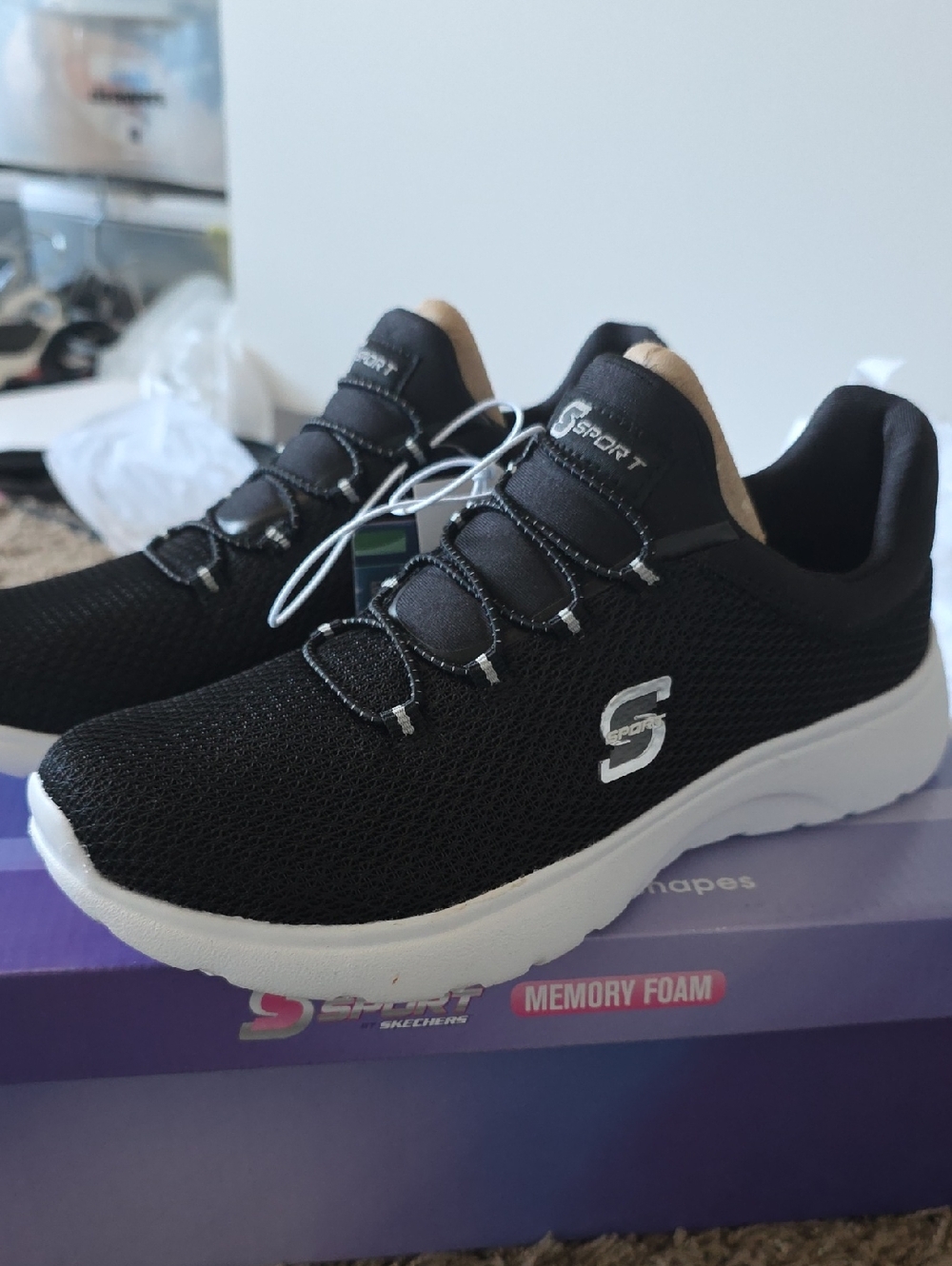 Skechers Sport Black Knit Memory Foam Sneakers